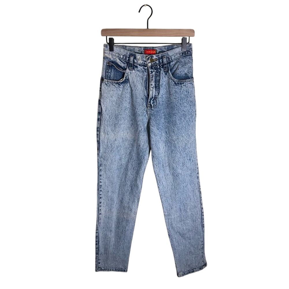 VINTAGE BONJOUR acid wash distressed high waisted mom jeans with zipper detail 6